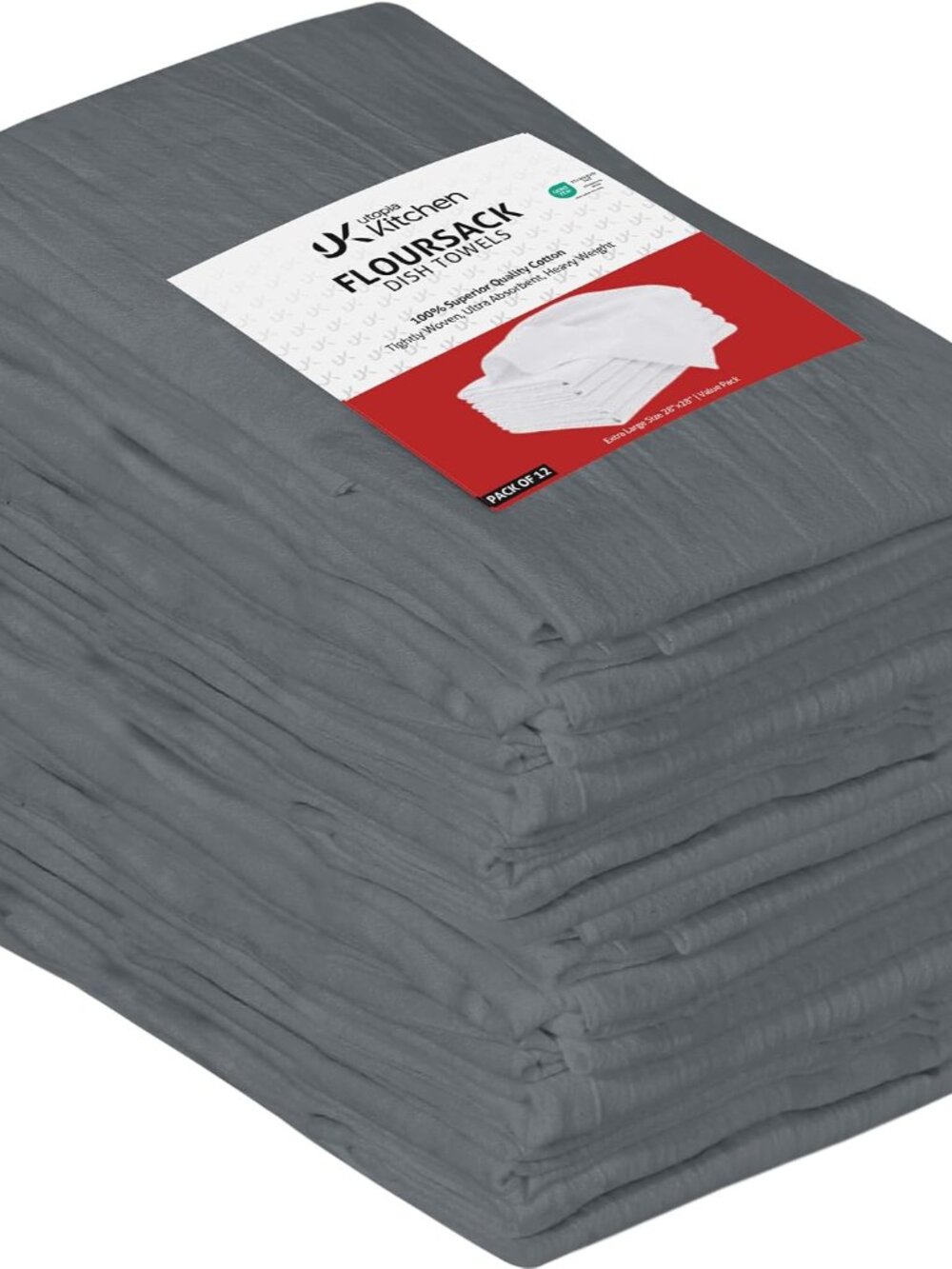 Light Grey Flour Sack Towels [12 Pack-28 x 28 In]100% Cotton